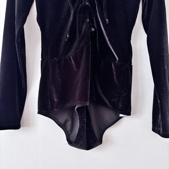 Reformation Avalon Velvet Lace-Up Bodysuit - Picture 6 of 9